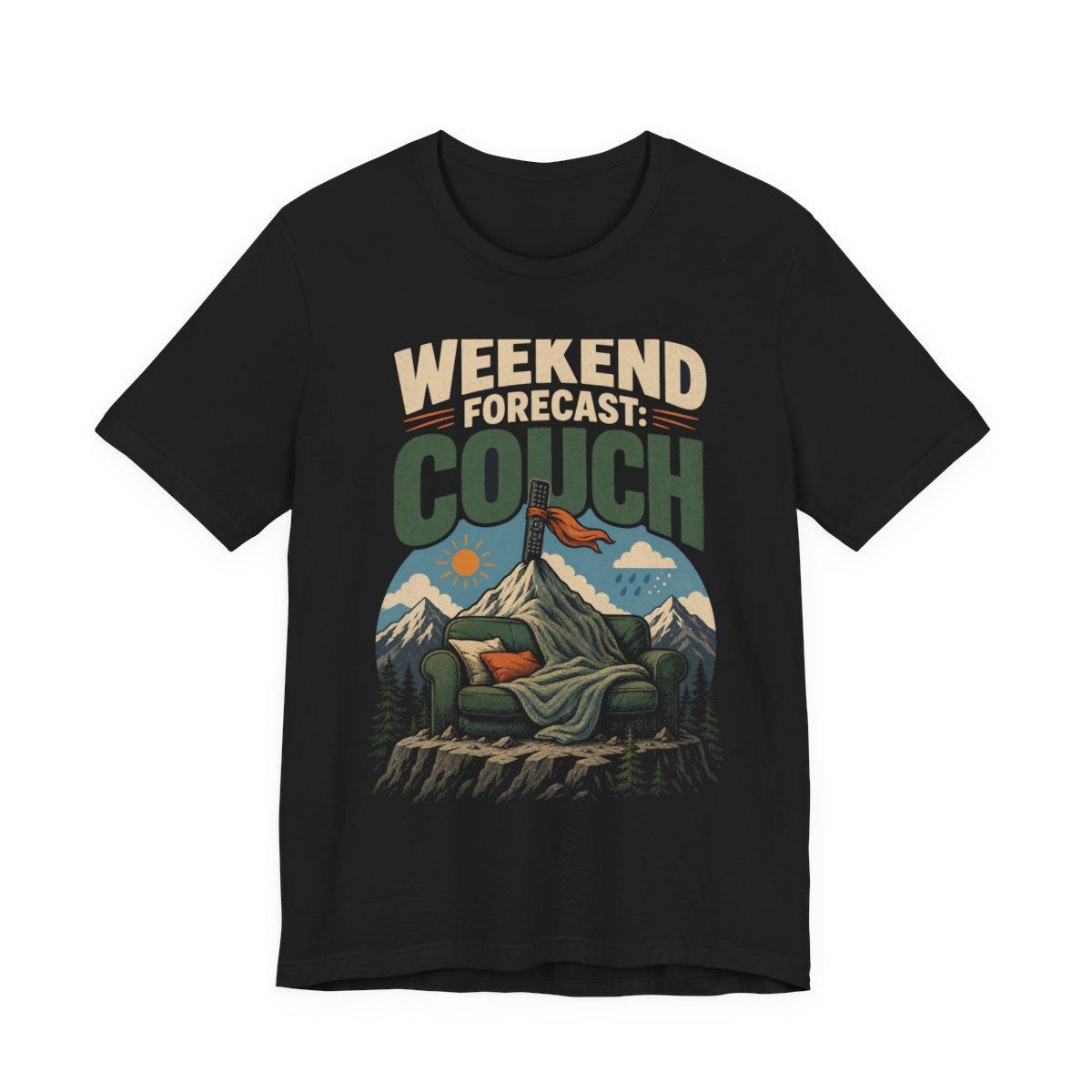Black Weekend Forecast: Couch T-shirt mockup